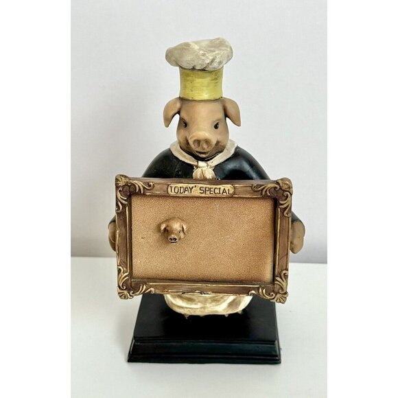 9” French Chef Baker Pig Magnetic Menu Board Sign Vintage Decor Pastry Italian - Picture 1 of 11